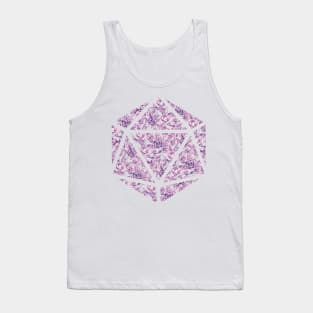 Pink and Blue Gradient Rose Vintage Pattern Silhouette D20 - Subtle Dungeons and Dragons Design Tank Top